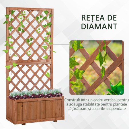  Ghiveci pentru Extern din Lemn cu Spatar pentru Plante Cataratoare [3]