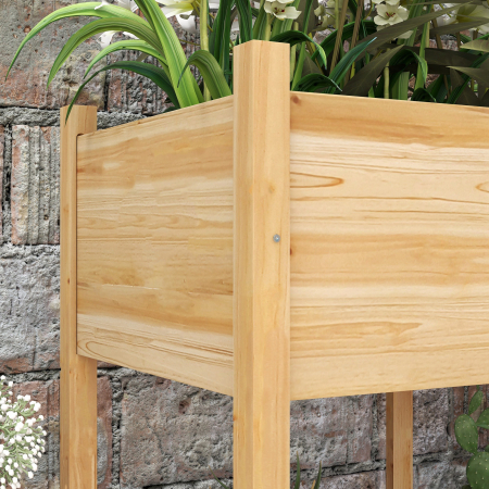  Gradina inaltata cu 2 orificii de drenaj si sac din material netesut, din lemn de brad, 115x55x80 cm [8]