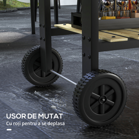  Gratar Barbecue Carucior cu Carbune cu Grilaj Dublu [6]