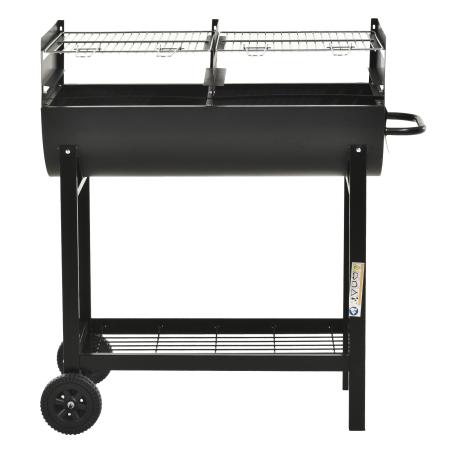  Gratar din Otel cu 2 Grile Independente Negru 90cm x 45cm x 96cm [6]