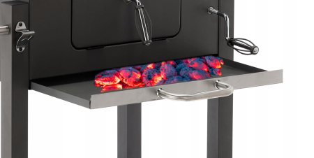 Gratar dreptunghiular pe carbuni, cu suport lateral si termometru capac, 115x60x108cm [1]