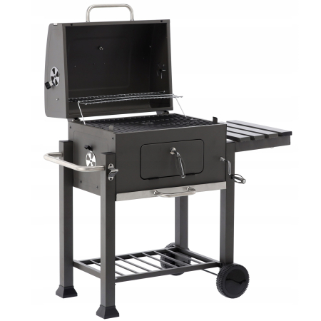 Gratare si accesorii - Gratar dreptunghiular pe carbuni, cu suport lateral si termometru capac, 115x60x108cm