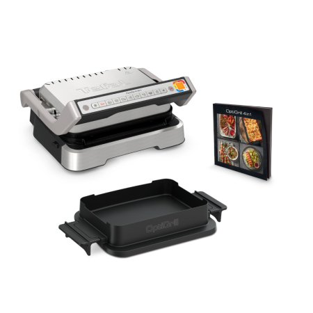 Gratar electric 4in1 multifunctional TEFAL OptiGrill Inox GC774D30, 9 programe, conectivitate la aplicatie, tava pentru cuptor, tavi detasabile, ar [1]