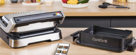 Gratar electric 4in1 multifunctional TEFAL OptiGrill Inox GC774D30, 9 programe, conectivitate la aplicatie, tava pentru cuptor, tavi detasabile, ar [11]