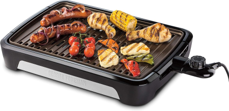 Gratare electrice - Gratar electric George Foreman Smokeless BBQ, fara fum, suprafata antiaderenta, temperatura reglabila, negru