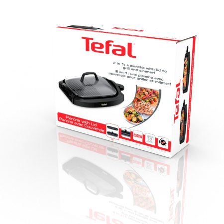 Gratar electric Health Multi Grill CB6A0830, 2000 W, termostat 5 nivele, suprafaţa antiaderenta, capac sticla, negru [7]