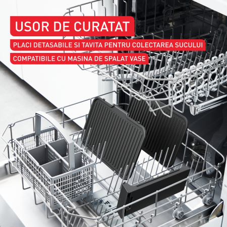 Gratar electric multifunctional Tefal SuperGrill 3 in 1 XL GC520DE0, 2000W, placi detasabile, 3 trepte temperatura, functie cuptor & barbeque, 8 [7]