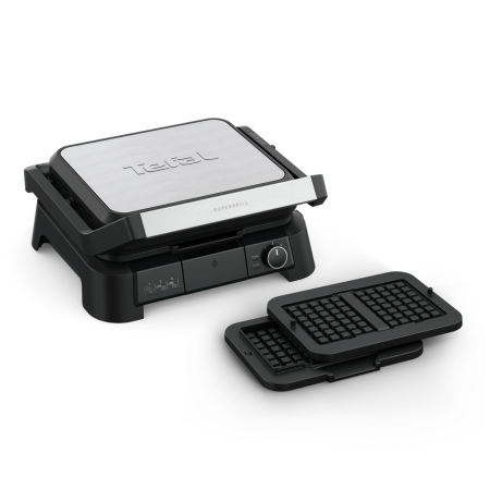 Bucatarie - Gratar electric multifunctional Tefal SuperGrill 4-in-1 GC517DE0, 2000 W, placi detasabile, 3 trepte temperatura, functie cuptor, barbeque si waffle, 