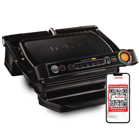 Bucatarie - Gratar electric OptiGrill+ GC712834, 6 programe, senzor automat, mod manual 4 nivele, placi antiaderente din aluminiu turnat, tava colectare lichid