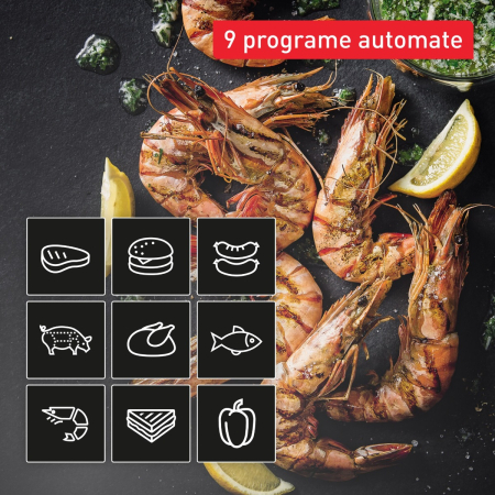 Gratar electric Tefal OptiGrill 2 in 1 GC773D30, 2100W, cleste inclus, 9 programe de gatire automate, indicator gatire, placi detasabile cu in [9]