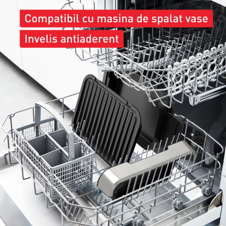 Gratar electric Tefal OptiGrill 2 in 1 GC773D30, 2100W, cleste inclus, 9 programe de gatire automate, indicator gatire, placi detasabile cu in [5]