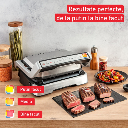 Gratar electric Tefal OptiGrill 2 in 1 GC773D30, 2100W, cleste inclus, 9 programe de gatire automate, indicator gatire, placi detasabile cu in [3]