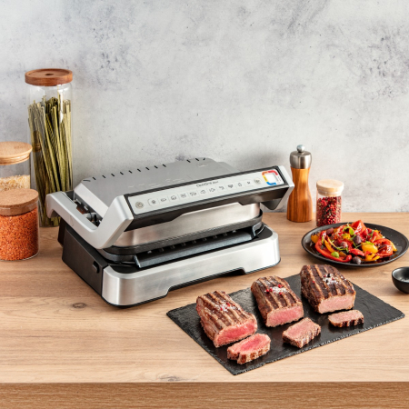 Gratar electric Tefal OptiGrill 2 in 1 GC773D30, 2100W, cleste inclus, 9 programe de gatire automate, indicator gatire, placi detasabile cu in [10]