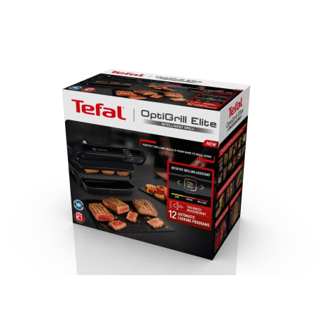 Gratar electric Tefal OptiGrill Elite GC750830, 2000 W, 12 programe, functie Searing Boost, 600 cm2 suprafata de gatire, negru [4]