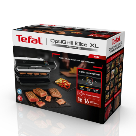 Gratar electric Tefal OptiGrill Elite XL GC760D30, 2200 W, 16 programe de gatit, senzor de gatire, indicator nivel de gatire, plci 40x20cm detasabi [8]
