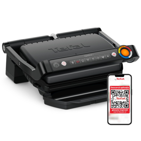 Bucatarie - Gratar electric Tefal Optigrill+ GC717810, 2000W, 6 programe automate, placi de 30 x 20 cm detasabile, mod auto si manual, negru 