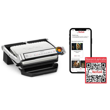 Gratar electric Tefal Optigrill+ GC717D10, 2000W, 6 programe automate, placi detasabile antiaderente, indicator nivel de gatire, argintiu [12]