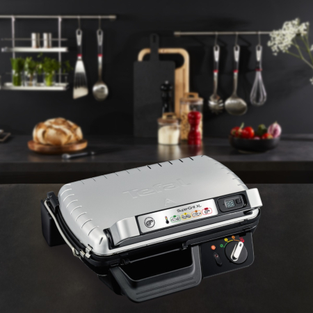 Gratar electric Tefal SuperGrill XL GC461B34, 2400W, termostat cu 4 pozitii, placi antiaderente, tava de colectare, indicator LED [2]