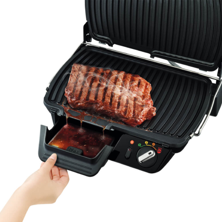 Gratar electric Tefal SuperGrill XL GC461B34, 2400W, termostat cu 4 pozitii, placi antiaderente, tava de colectare, indicator LED [5]