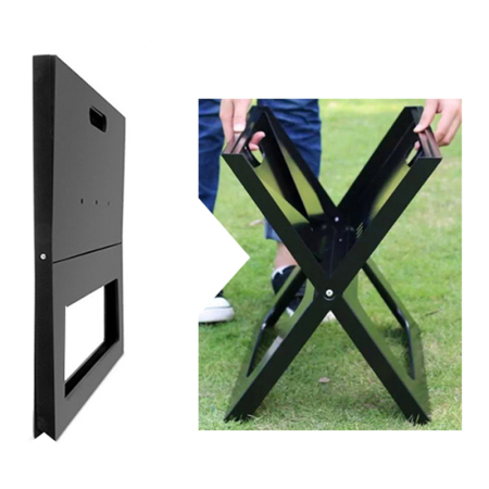 Gratar metalic pe carbune, pliabil, din otel cu tava cromata, 46x31x29cm, negru [9]