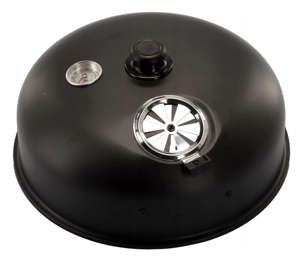 Gratar metalic carbuni inchis 3 nivele cu capac si termometru, cos fum reglabil, recipient apa, 80x44x38 cm [4]