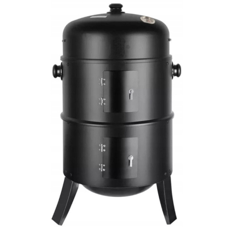 Gradina & balcon - Gratar metalic carbuni inchis 3 nivele cu capac si termometru, cos fum reglabil, recipient apa, 80x44x38 cm