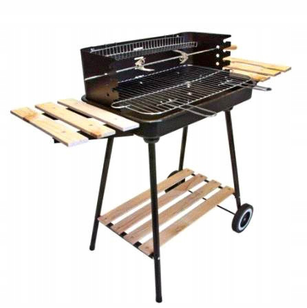 Gratar metalic carbuni cu tava cromata, spita rotisor, reglare inaltime 4 trepte, 104x88x45 cm [2]