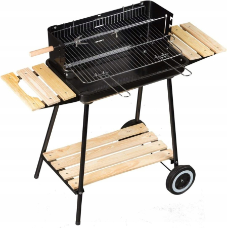 Gradina & balcon - Gratar metalic carbuni cu tava cromata, spita rotisor, reglare inaltime 4 trepte, 104x88x45 cm