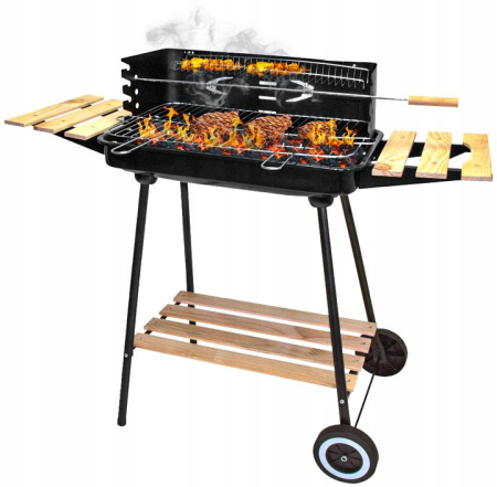 Gratar metalic carbuni cu tava cromata, spita rotisor, reglare inaltime 4 trepte, 104x88x45 cm [1]
