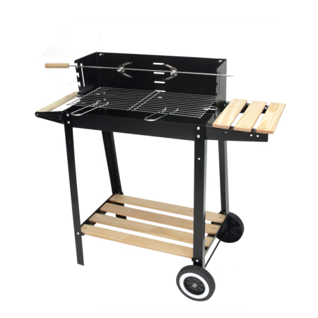 Gratar metalic pe carbuni, tava cromata, cu spita pentru rotisor, 86x81x41cm [7]