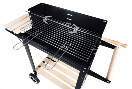 Gratar metalic pe carbuni, tava cromata, cu spita pentru rotisor, 86x81x41cm [11]