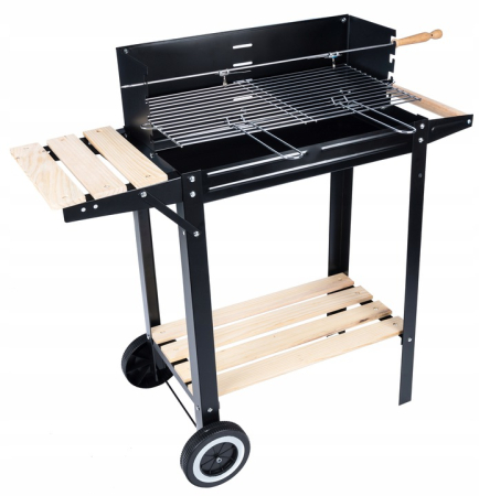 Gratar metalic pe carbuni, tava cromata, cu spita pentru rotisor, 86x81x41cm [12]