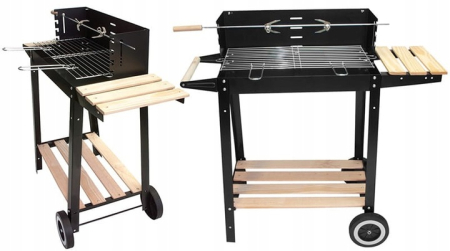 Gratar metalic pe carbuni, tava cromata, cu spita pentru rotisor, 86x81x41cm [1]