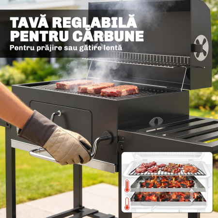  gratar pe carbune, grila reglabila, rafturi rabatabile, termometru. [4]