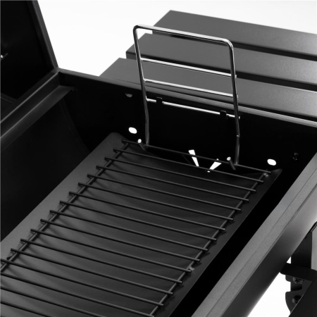 Gratar pe carbuni cu raft lateral pliabil, raft frontal si suport reglabil pentru carbuni, termometru, 108x60x95 cm, negru [14]
