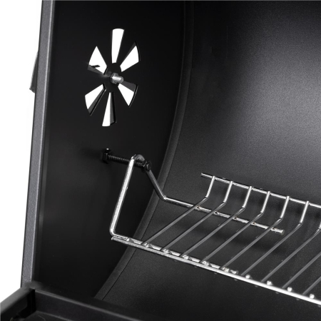 Gratar pe carbuni cu raft lateral pliabil, raft frontal si suport reglabil pentru carbuni, termometru, 108x60x95 cm, negru [16]