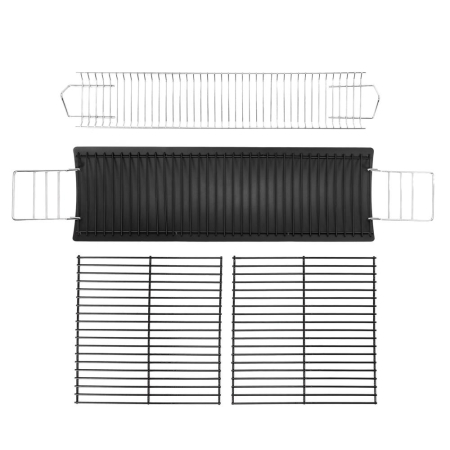 Gratar pe carbuni cu raft lateral pliabil, raft frontal si suport reglabil pentru carbuni, termometru, 108x60x95 cm, negru [9]