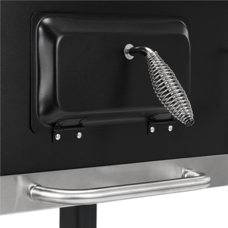 Gratar pe carbuni cu raft lateral pliabil, suport reglabil pentru carbuni, termometru, 114x52x106 cm, negru [21]