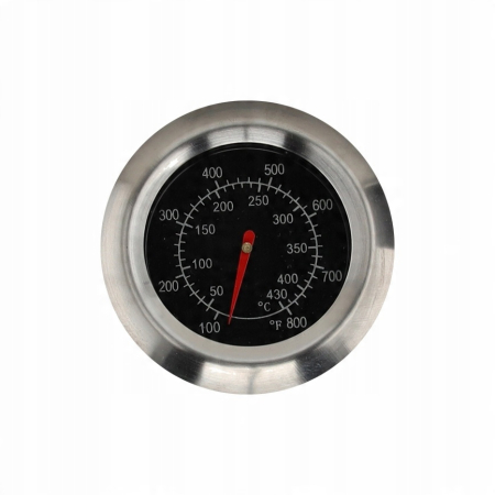 Gratar pe carbuni pentru gradina cu capac, termometru si rafturi laterale, din otel si fonta, 51x34 cm, negru [8]