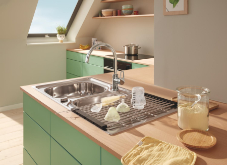 Gratar pliabil Grohe 40856SD0, 450 x 348 mm, otel inoxidabil, mat, crom [3]