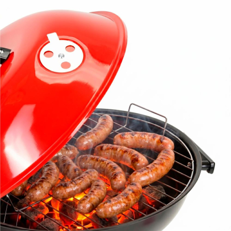 Gratar portabil pe carbuni cu capac, raft inferior si reglare ventilatie, din otel, diametru gratar 41 cm [17]