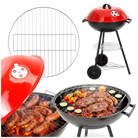 Gratar portabil pe carbuni cu capac, raft inferior si reglare ventilatie, din otel, diametru gratar 41 cm [2]
