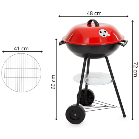 Gratar portabil pe carbuni cu capac, raft inferior si reglare ventilatie, din otel, diametru gratar 41 cm [25]