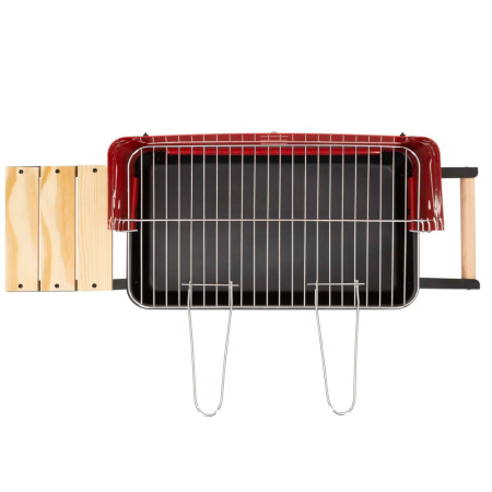 Gratar portabil pe carbuni cu raft lateral, suprafata gatire reglabila pe 5 niveluri, din otel, 85x41x78 cm [7]