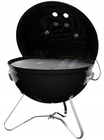 Gratar rotund, din otel, cu suport cromat, tava din inox, 43x37cm, negru [3]