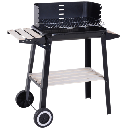 Gradina & balcon -  Gril cu Carbune Barbecue Picnic Inaltime Reglabila Negru 87x 45 x 83 cm