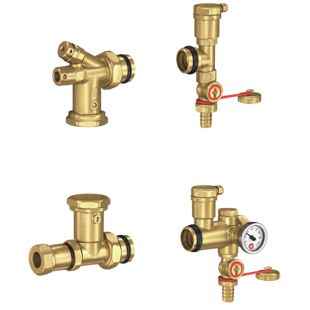 Incalzire in pardoseala - Grup de amestec fara pompa Giacomini R557KY002, 1" filet interior, cu robineti, aerisitoare automate, termometru