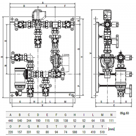 Grup de distributie Giacomini R586HPIY005 pentru pompa de caldura, cu vana deviatoare standard (40 sec), separator magnetic, conexiuni G 1”F [4]