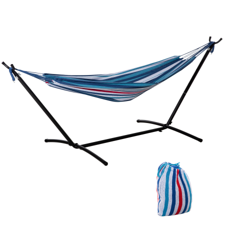 Mobilier gradina si terasa -  Hamac Autoportant cu Suport, inaltime Reglabila si Geanta de Transport, 310x117x105 cm, Alb