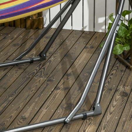  Hamac Autoportant cu Suport Pliabil, Pat din Bumbac si Cadru din Otel, Multicolor [8]